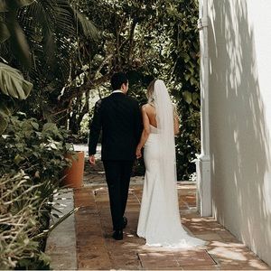 Long white organza  wedding veil